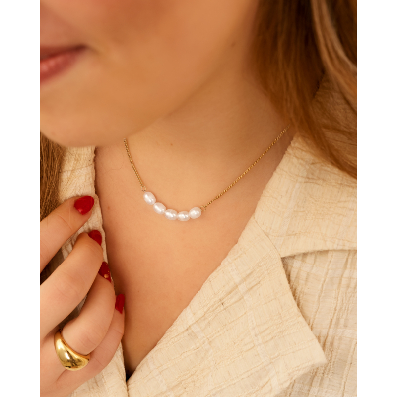 Multi pearl necklace goldplated